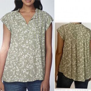 BUFFALO DAVID BITTON Mint Ditsy Floral Jaquan’s Flutter Sleeve Blouse-L NWT